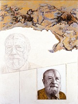 Michel Butor (dessin, photographie, tempera sur papier, 65x50cm, 1999)